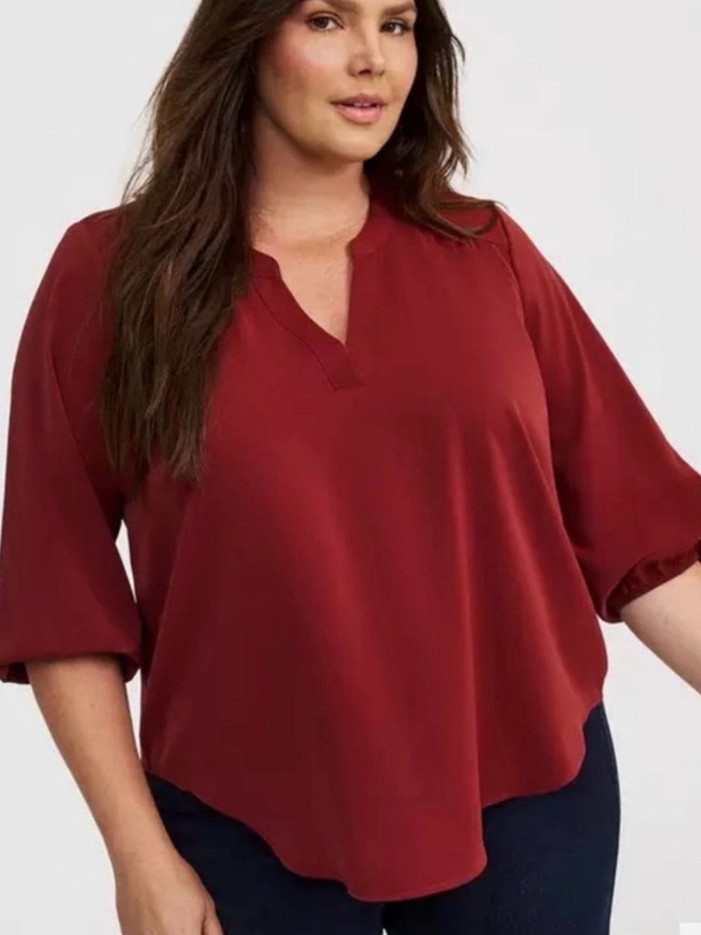 Torrid Wine Red Harper Split-Neck Blouse Top Size 2X